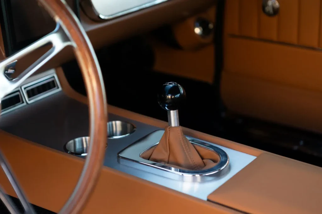 Closer look of a 1966 Mustang 2+2 Fastback gear stick