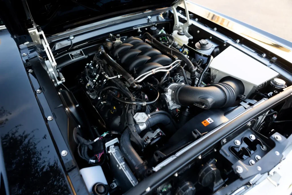 A side closer look of a 1966 Mustang 2+2 Fastback engine