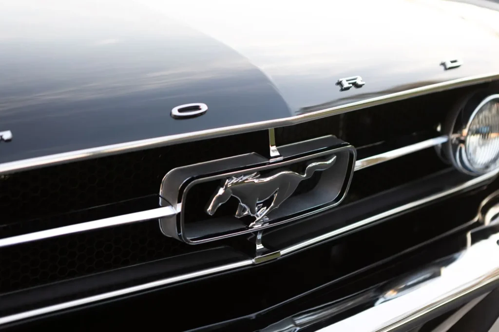 A close up of a 1966 Mustang 2+2 Fastback logo