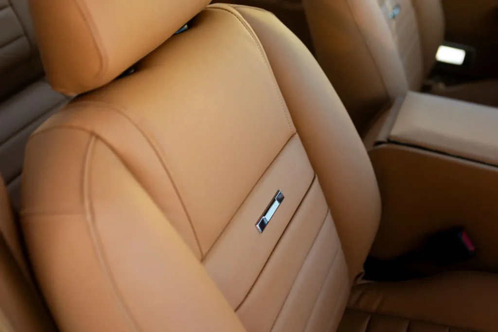 Brown leather interior in a 1966 Mustang 2+2 Fastback