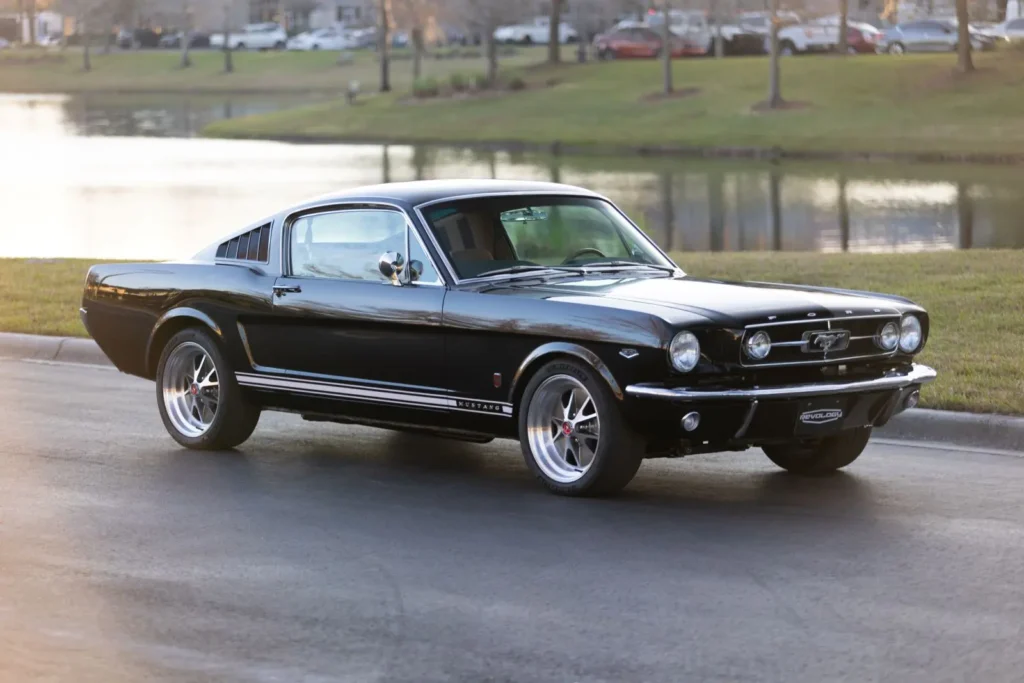 A rare view of a 1966 Mustang 2+2 Fastback parked.