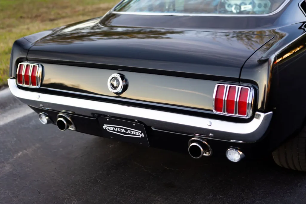 A close-up of a 1966 Mustang 2+2 Fastback trunk