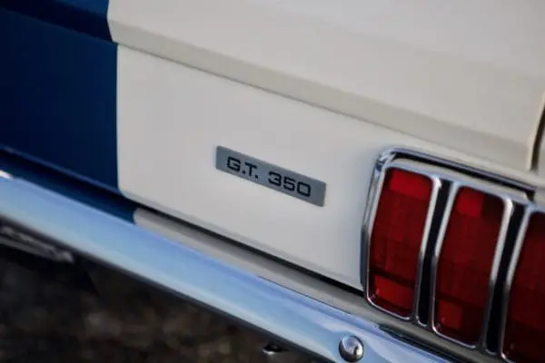 A close-up look of a 1966 Shelby GT 350/ GT 350H letter emblem