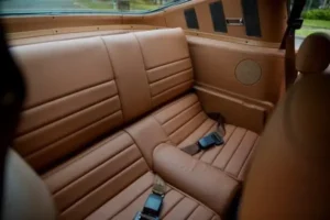 Backseat of a 1966 Mustang 2+2 Fastback with a brown interior