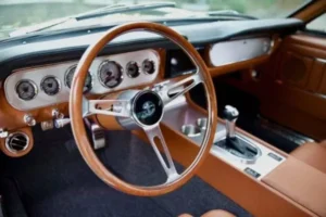 Close-up of a 1966 Mustang 2+2 Fastback steering wheel