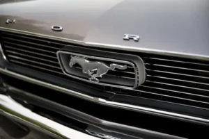 A close up of a 1966 Mustang 2+2 Fastback logo