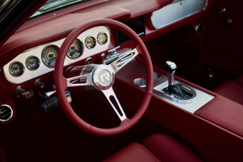 Close-up of a 1966 Mustang Convertible steering wheel.
