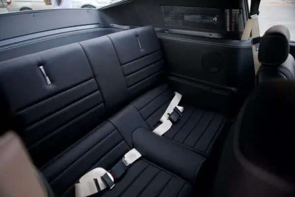 Leather back seats and seat belts in a 1967 Shelby GT 500 interior
