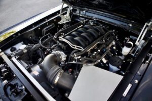 Side view of a 1966 Mustang Convertible engine.