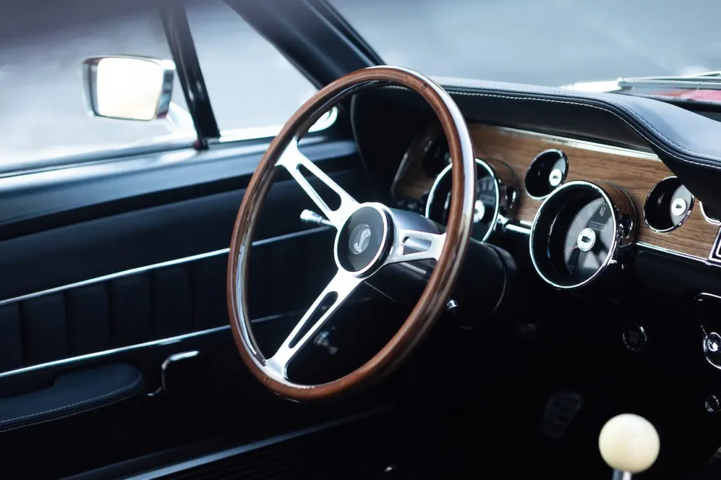 1968 Shelby GT500KR steering wheel close up shot
