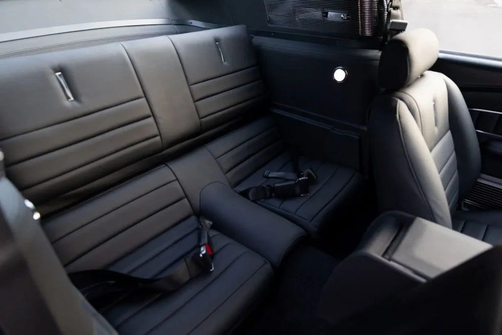 Backseat of a 1967 Shelby GT 350 with a black interior