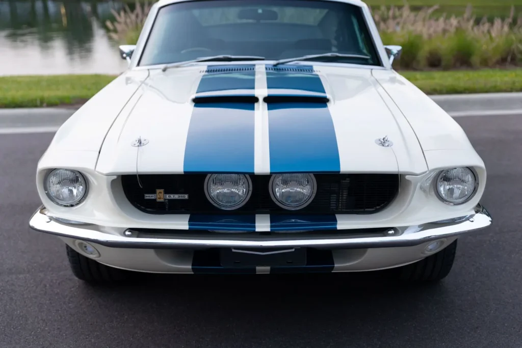 Double front headlights of a 1967 Shelby GT 350