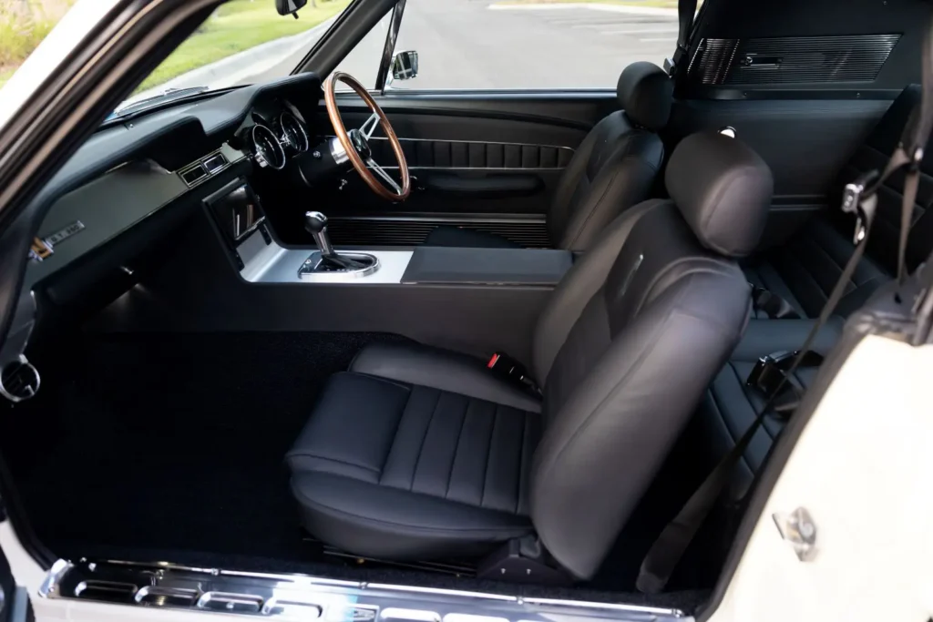 Front seat of a 1967 Shelby GT 350 with a black interior