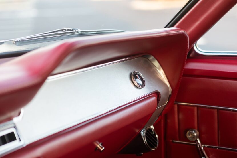 Close-up of a 1967 Mustang GT / GTA 2+2 Fastback glove compartment.
