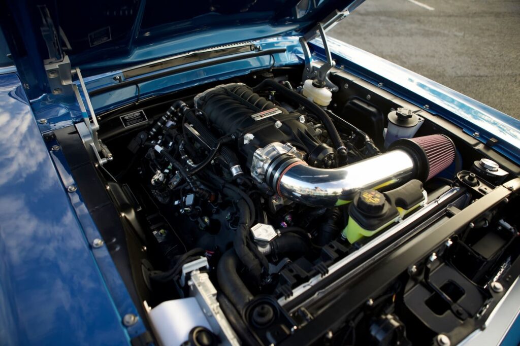 Left view of a 1968 Mustang GT 2+2 Fastback Cobra Jet engine.