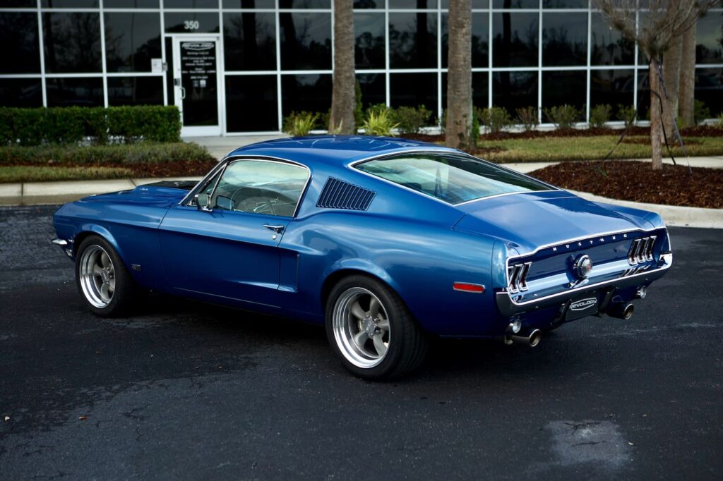 External appearance of a 1968 Mustang GT 2+2 Fastback Cobra Jet.