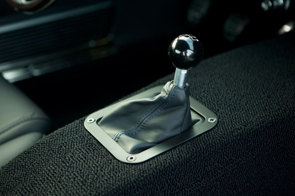 Closer look of a 1968 Mustang GT 2+2 Fastback Cobra Jet gear stick