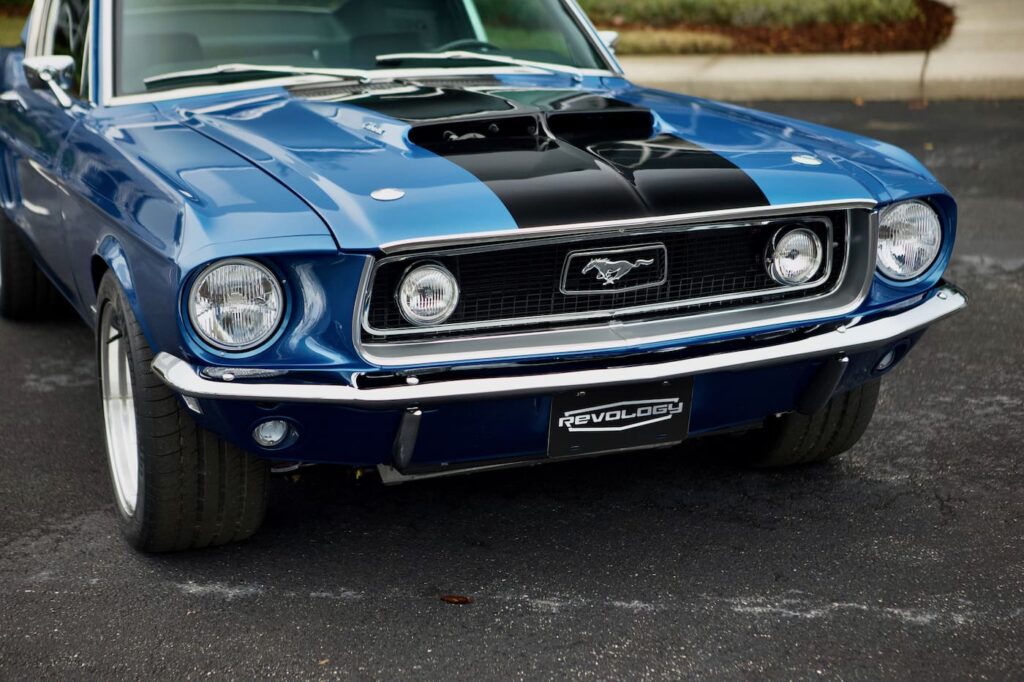 Front external view of hood fender vents of a 1968 Mustang GT 2+2 Fastback Cobra Jet.