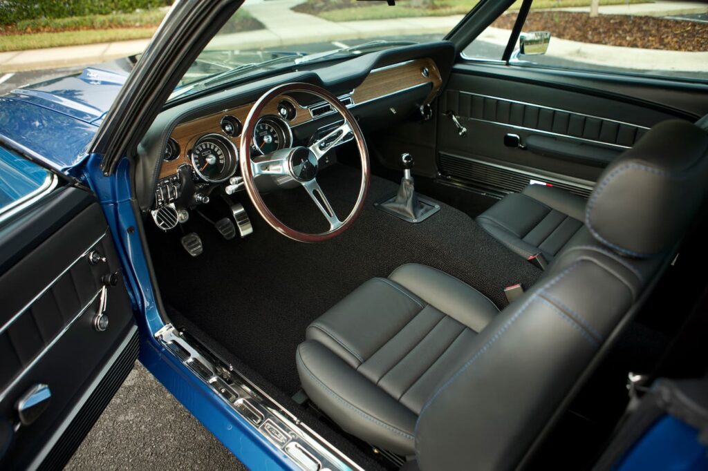 Close-up of a 1968 Mustang GT 2+2 Fastback Cobra Jet interior view.