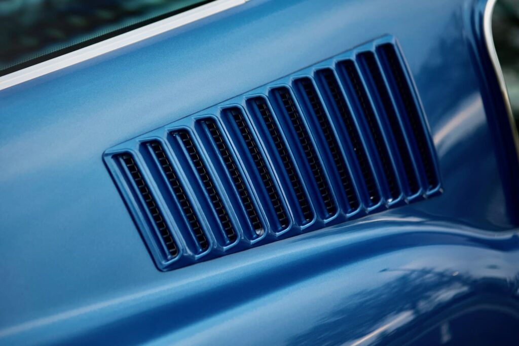 Side fender vents of a 1968 Mustang GT 2+2 Fastback Cobra Jet.