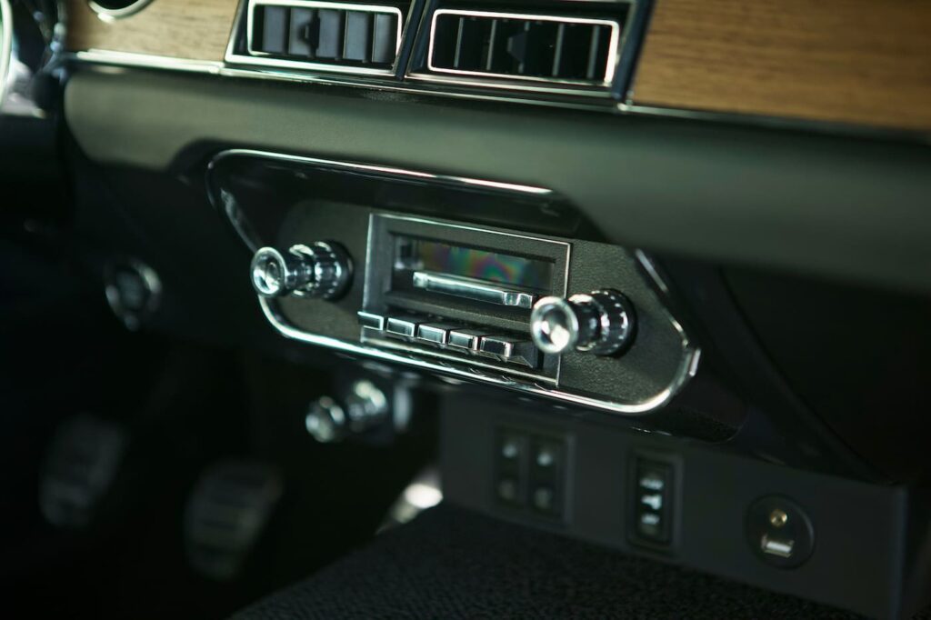 A close-up of a Stereo in a 1968 Mustang GT 2+2 Fastback Cobra Jet