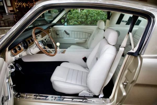 White leather interior in a 1966 Mustang 2+2 Fastback