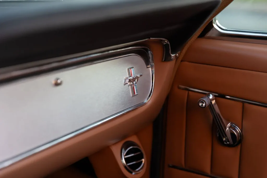 Closer look of a 1966 Mustang Convertible glove compartment