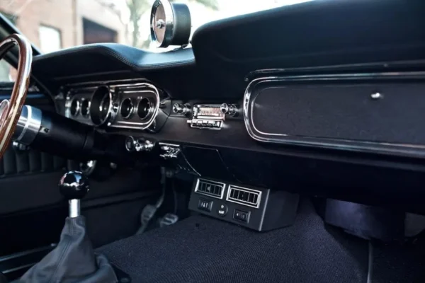 A close-up of a Stereo in a 1966 Shelby GT 350/ GT 350H.