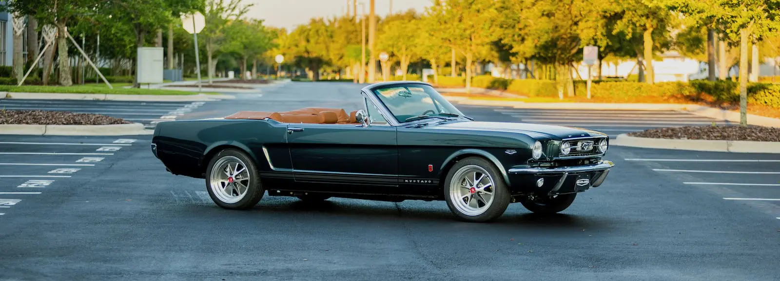 A lateral view of a 1966 Mustang Convertible.