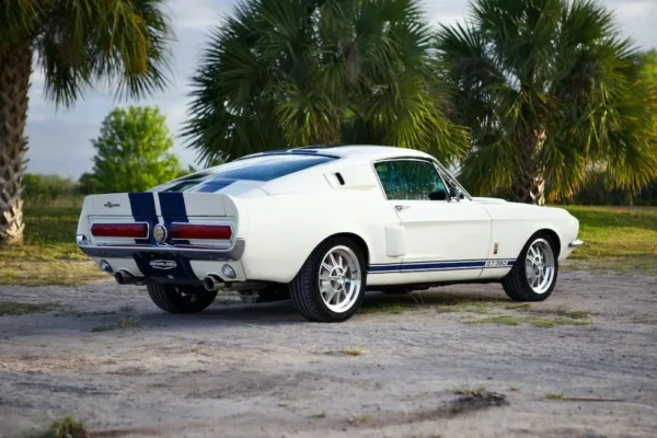 Distinctive external appearance of a 1967 Shelby GT 350.