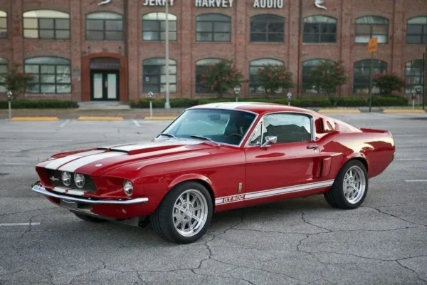Distinctive external appearance of a 1967 Shelby GT 500.