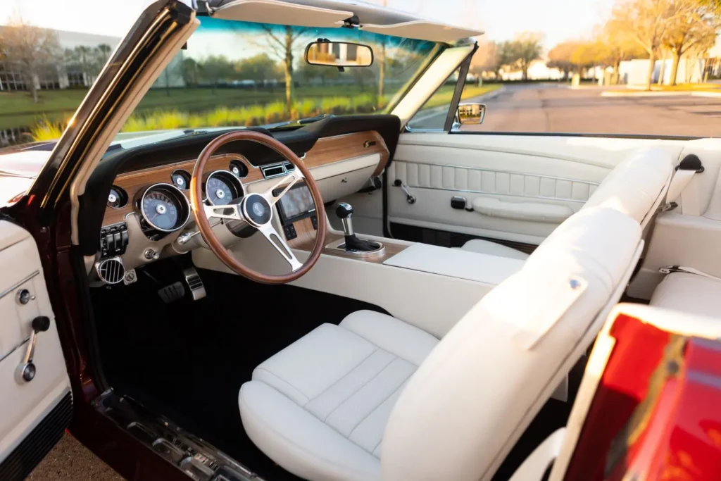 Close-up of a 1968 Shelby GT500KR Convertible leather seats.