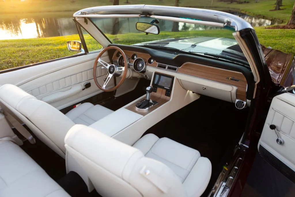 1968 Shelby GT500 KR Convertible interior shot next to a pond