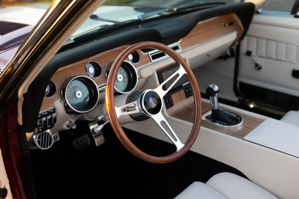 1968 Shelby GT500 KR Convertible with the steering wheel and dashboard close up shot