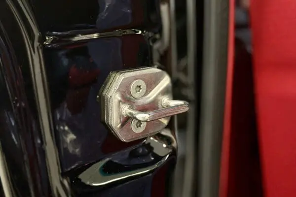 A closer look to 1968 Shelby GT500KR Convertible door latch mechanisms.