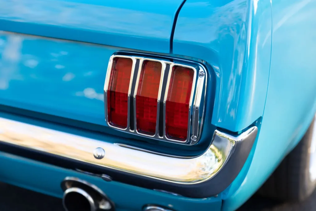 Back light of a blue 1966 Mustang Convertible